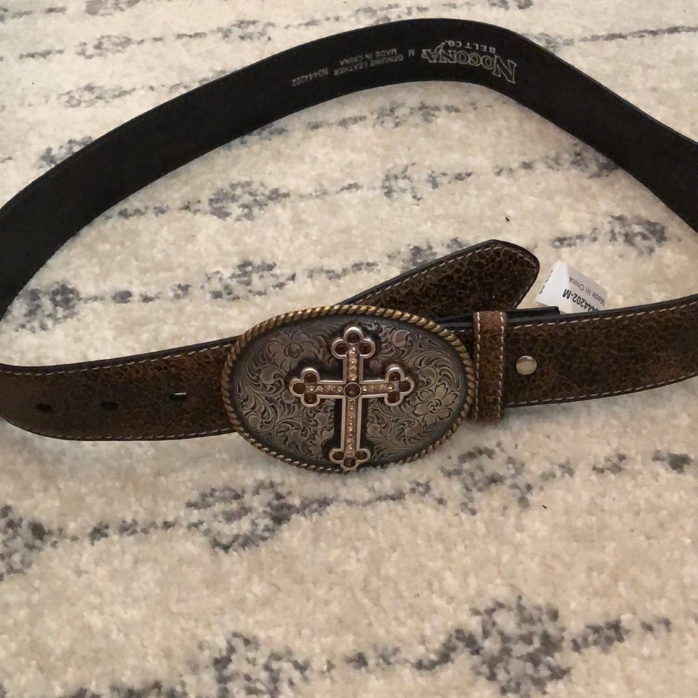 Western Leather Belt with Buckle